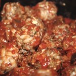 Greek Style Meatballs in Tomatoes and Eggplant
