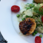 Cumin Crusted Scallops with Shaved Fennel, Apple and Pea Salad