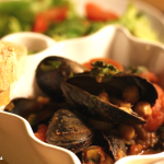 Mussels in Tomato, Basil and Chickpea Sauce