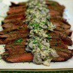 Grilled Flank Steak with Creamy Mushroom Sauce