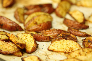 Crispy herb roasted potato wedges