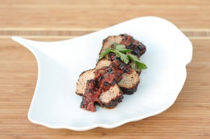 coffee-rubbed pork tenderloin with blueberry sauce