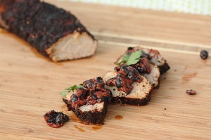 coffee-rubbed pork tenderloin with blueberry sauce