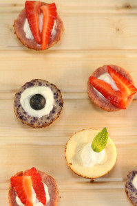 red white & blue mini ricotta cheesecake bites