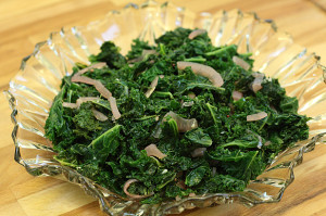 Garlic Kale with Pickled Red Onions