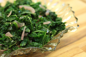 Garlic Kale with Pickled Red Onions