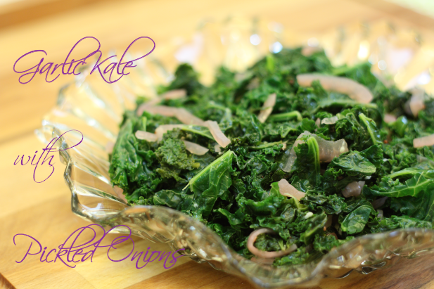 Garlic Kale with Pickled Red Onion