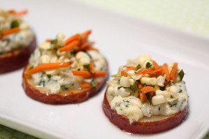 Potato Bites with Ricotta & Corn Relish