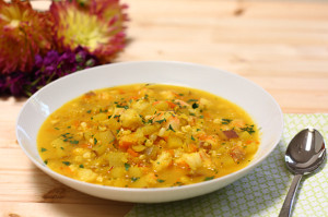 Saffron Potato Soup with Shrimp