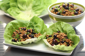 Blueberry Balsamic Chicken Lettuce Cups