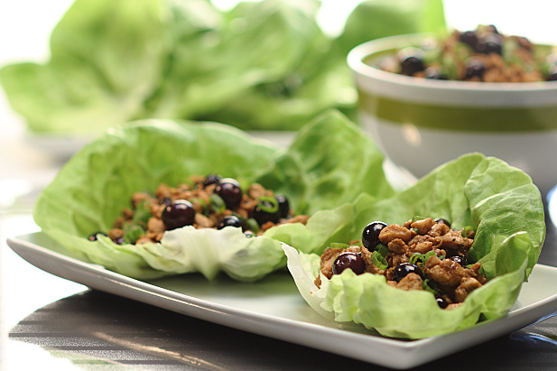 Blueberry Balsamic Chicken in Lettuce Cups