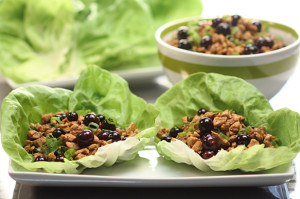 Blueberry Balsamic Chicken Lettuce Cups