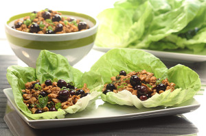 Blueberry Balsamic Chicken Lettuce Cups