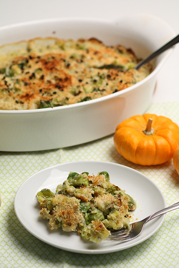 Brussels Sprout & Leek Gratin with Rosemary