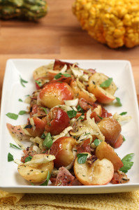 Roasted Crimson Gold Apples with Fennel & Prosciutto