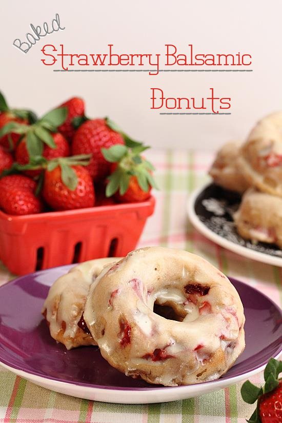 Baked Strawberry Balsamic Donuts