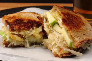 Irish Stout Grilled Cheese with Sauerkraut & Apples