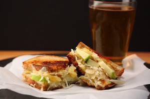 Irish Stout Grilled Cheese with Sauerkraut & Apples