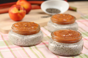 Coconut Chia Pudding with Rhubarb Nectarine Compote