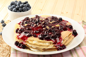 Whole Wheat Crepe Stack with Blueberry Sauce