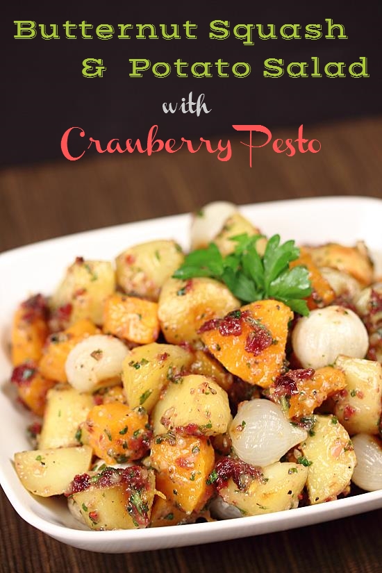 Butternut Squash & Potato Salad with Cranberry Pesto