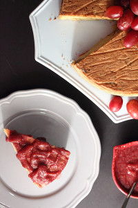 Gluten-Free Chestnut Cake with Beet Grape Sauce