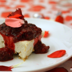 Valentine's Day Vanilla Bean Cheesecake with Blackberry & Meyer Lemon Sauce